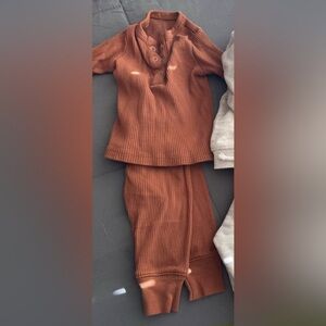 Fin & Vince Ribbed Set Sz 3-6 month cinnamon brown